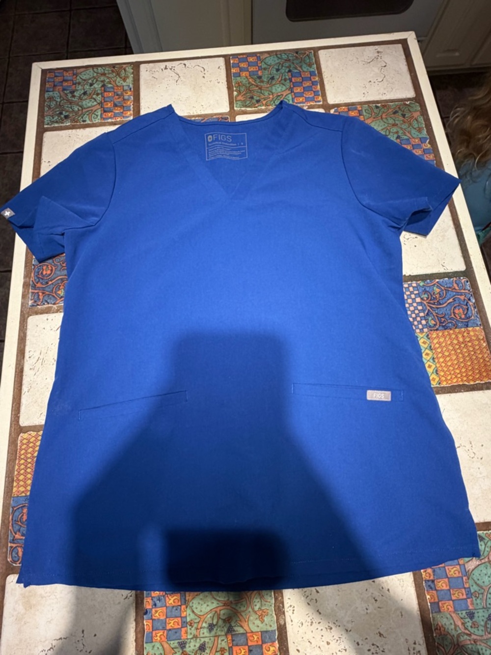 Figs V-Neck Scrub Top in Royal Blue